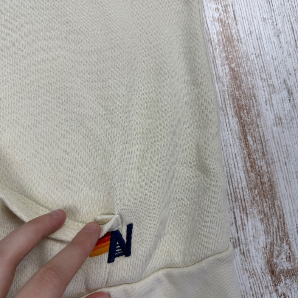 Aviator Nation 5-Stripe Rainbow Zip Up Hoodie Cream White XL Unisex Sweatshirt - Picture 8 of 11